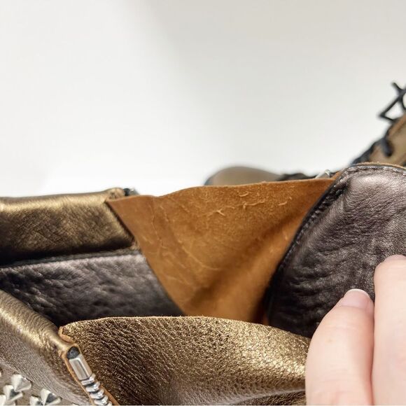 Giuseppe Zanotti Studded Sneakers Metallic Copper Zipper 46 13 Leather - Picture 6 of 7